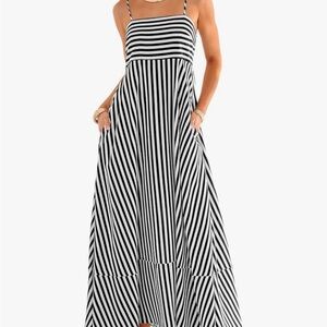 Cupshe Black and White Striped Maxi Dress
